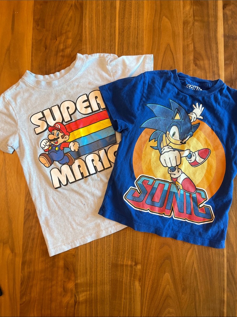Blue Sonic Mario Graphic Kids Tees